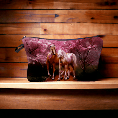 Trousse cheval rose en forme d'oreiller en polyester