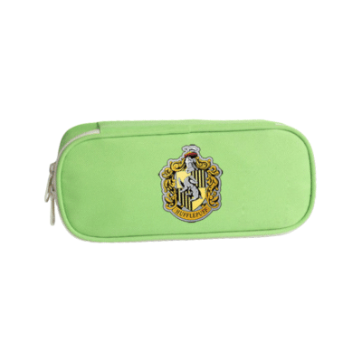 Trousse Harry Potter avec badge jaune de Poudlard