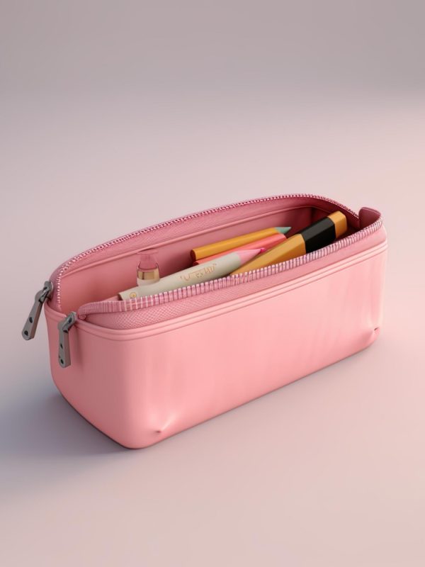 Trousse cosmétique élégante en simili cuir rose poudré